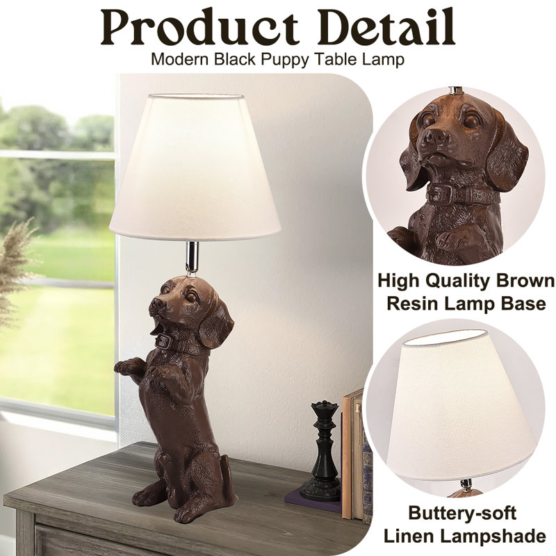 Dachshund Resin Table Lamp, Brown