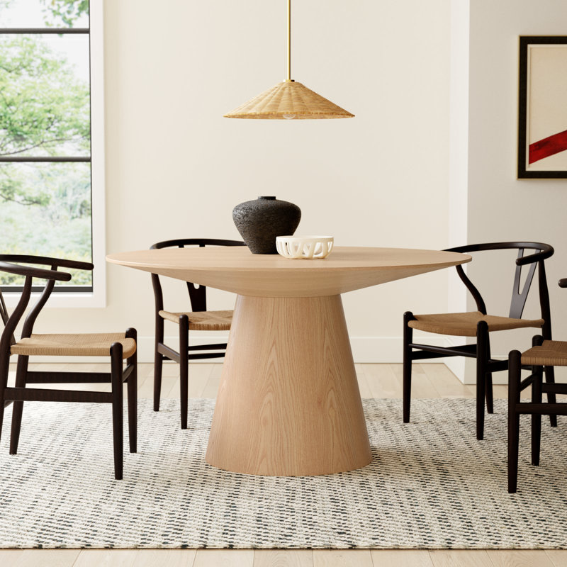 Adara Pedestal Dining Table, Oak, 53.2" W x 53.2" L