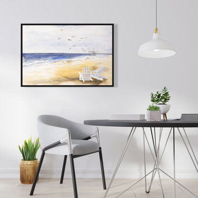 Day at the Beach - Livingroom Waves Framed Canvas Decor