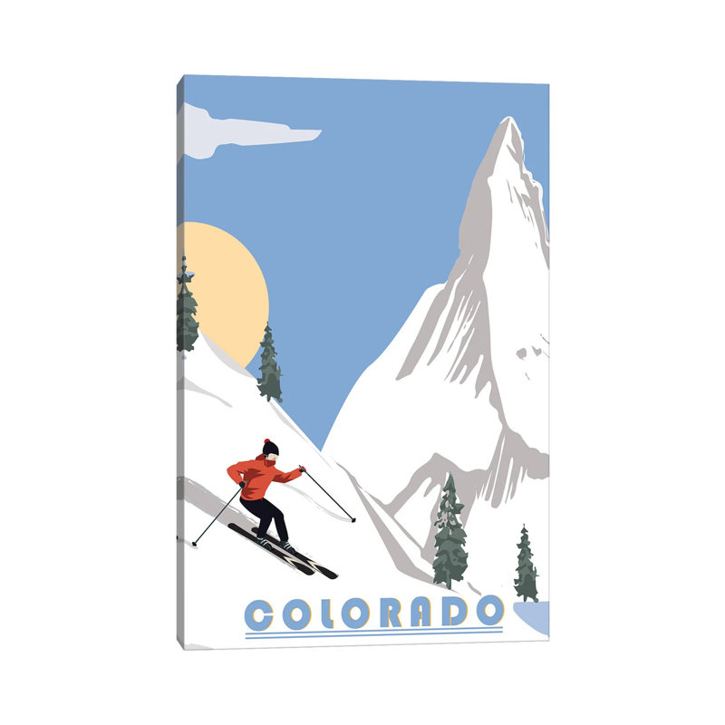 «Skiing In Colorado» par Fly, impression sur toile tendue, H 26 po x l 18 po x 1,5 po