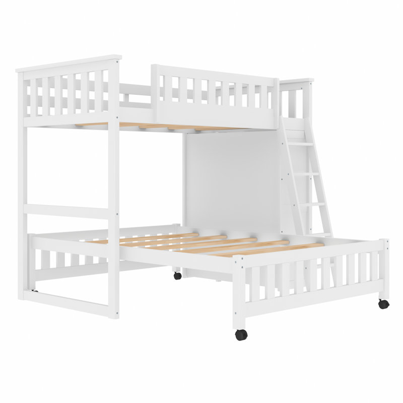 Eyoas Twin over Full 6 Drawer L-Shaped Bunk Beds Bed with Shelves by Harriet Bee, White