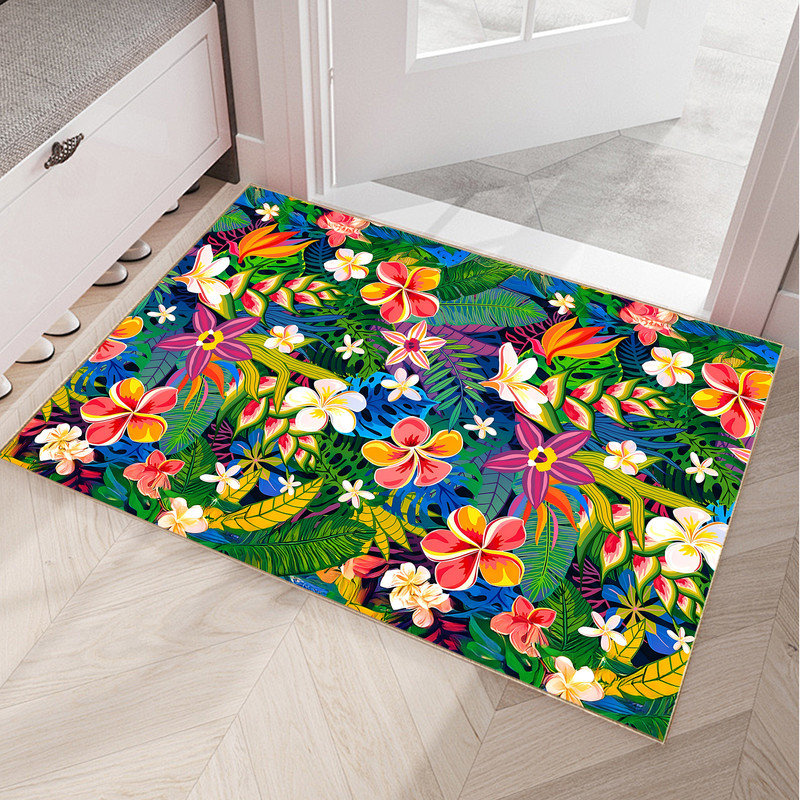 Non-slip Door Mat Entrance Mat, Flowers Outdoor Doormat, 20"W X 32"L, Colorful flowers 02