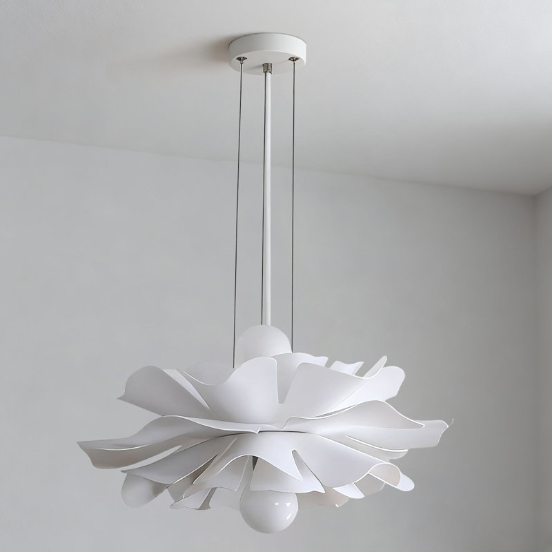 Luminaire suspendu 1 lumière fleur blanche, H 8,27 po x l 19,68 po x P 19,68 po 
