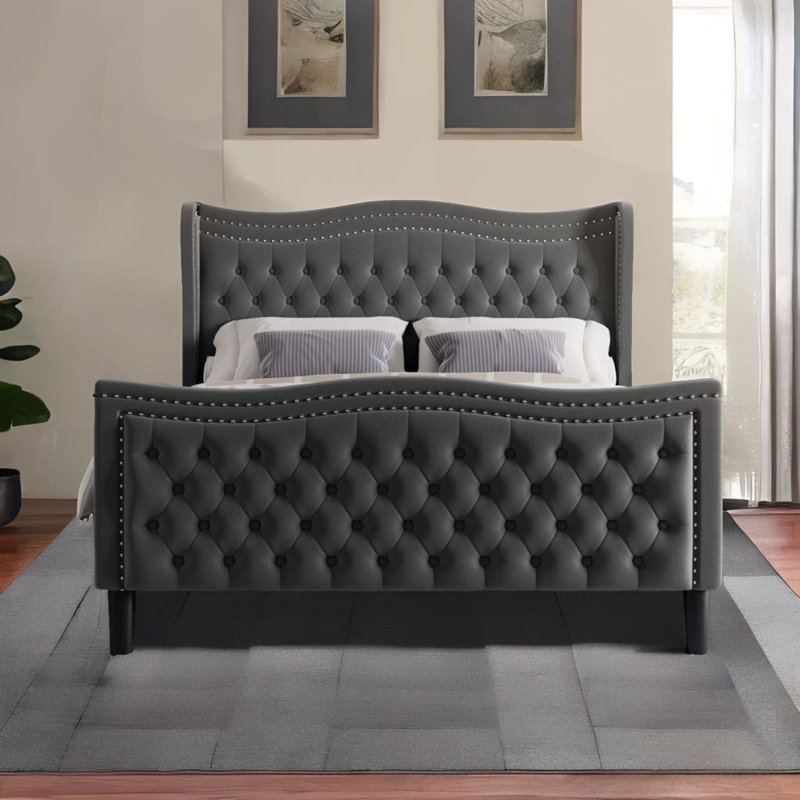 Structure de lit double, gris