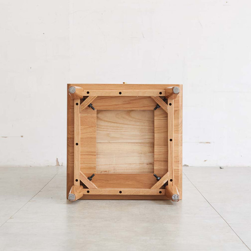 Armoire de rangement en chêne massif avec porte en verre rétro, 2 tablettes, 1 tiroir