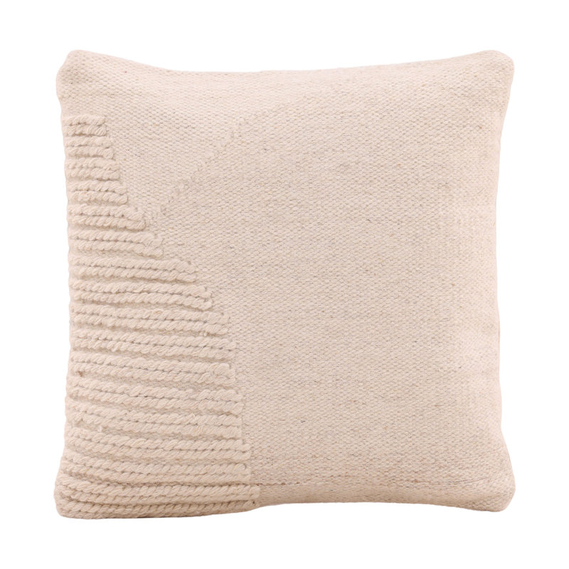 Zephyrine Handwoven Wool Pillow, Ivory