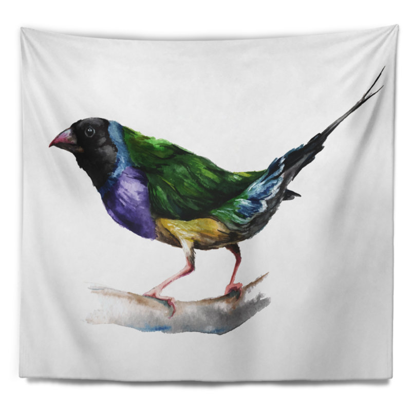 Tapisserie animal gould finch, H 32 po x l 39 po