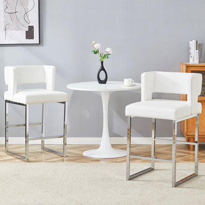Faux Leather Upholstered Counter Bar Stool (Set of 2)