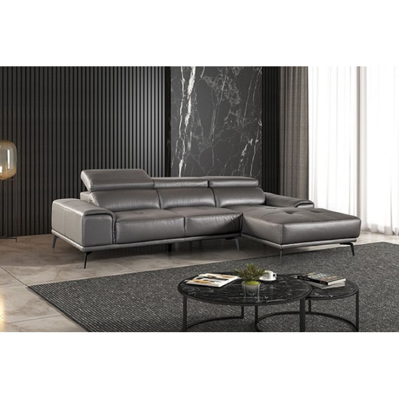 Hoeard L-shaped Sectional, Right Hand Facing, Tangerine Leather Match