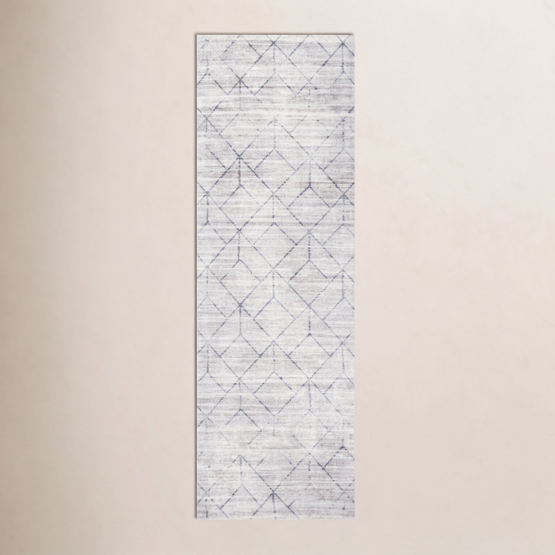 Tapis géométrique lavable à la machine Florain pour salon, cuisine et salle à manger, Tapis de couloir 2 pi 6 po x 8 pi