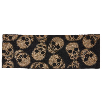 Edgy Beaded Skulls Table Runner