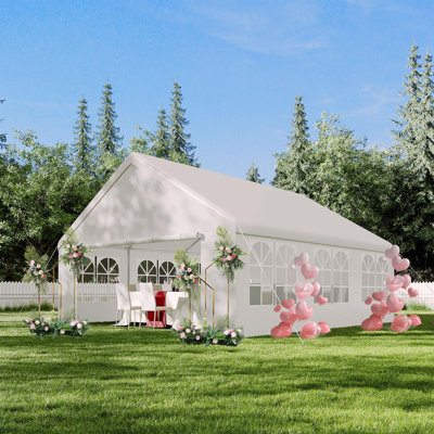 Heavy Duty White Gazebo - 20x20 FT Outdoor Event Tent, Waterproof & UV Resistant Canopy with Removable Sidewall Windows, Straight Edge Design for Backyard, Patio, Wedding, BBQ, Garden