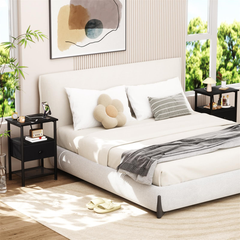 38.9cm W Metal Bedside Table