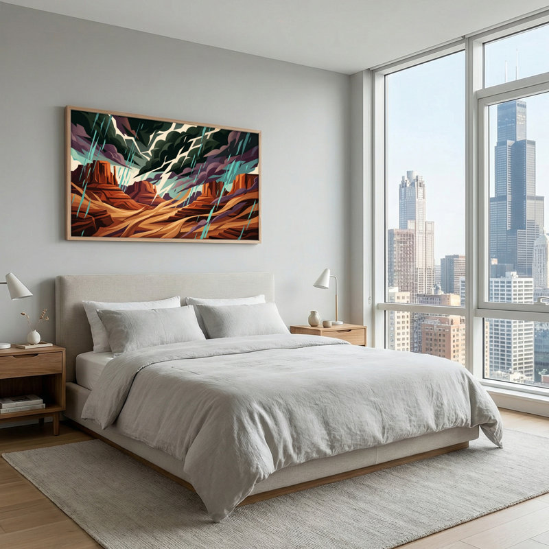 Ensemble de 1 tableau sur toile de Stormy Canyon, L 58 po x H 28 po, Naturel