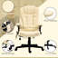 Fauteuil de bureau inclinable beige, massage par vibrations, cuir PU, accoudoirs réglables, télécommande pour un confort accru Fauteuil de bureau en cuir avec accoudoirs chauffants et contrôle