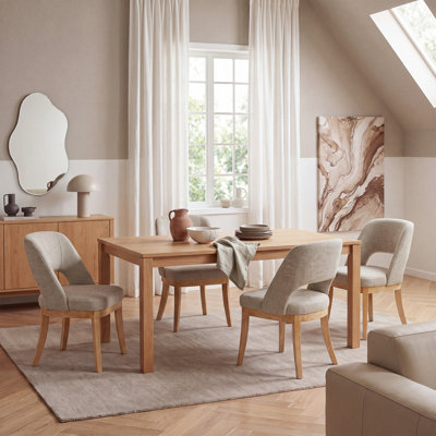 Colamy Elvia Upholstered Dining Chairs Set of 4, Modern Open Back Curved Fabric Dining Chairs with Solid Rubberwood Legs
