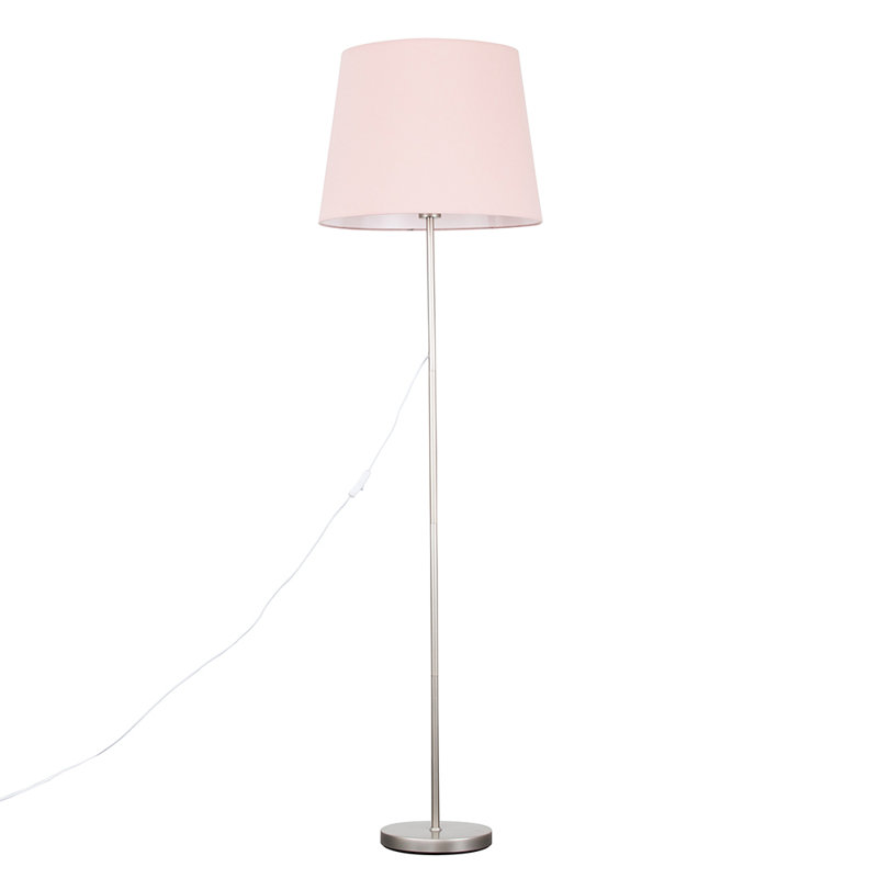 Bekbele 158cm Traditional Floor Lamp, Yes, Pink, Brushed Chrome