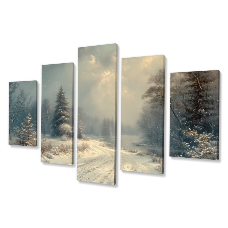 Ensemble de décorations murales paysage d'hiver blanc et gris