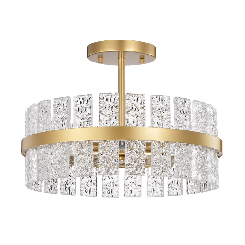 Plafonnier encastré cylindrique en verre brillant 4 lumières 17 po Iola