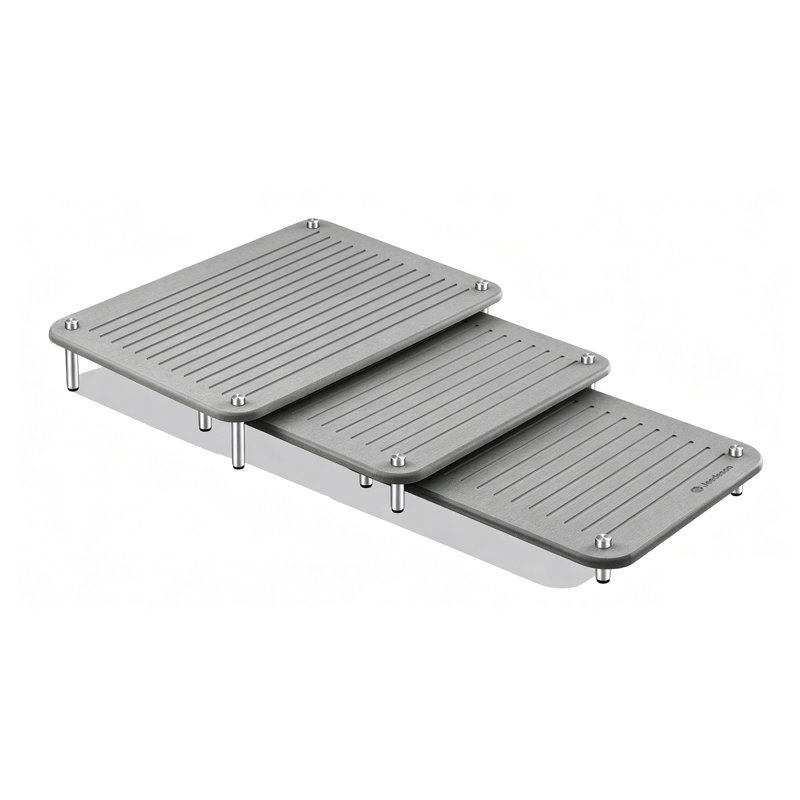 Paquet de 3 tapis de pierre absorbants gris pour diatomes de terre pour comptoir de cuisine et ustensiles