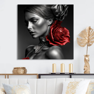 Vintage Model With Red Rose Vintage Model With Red Rose
