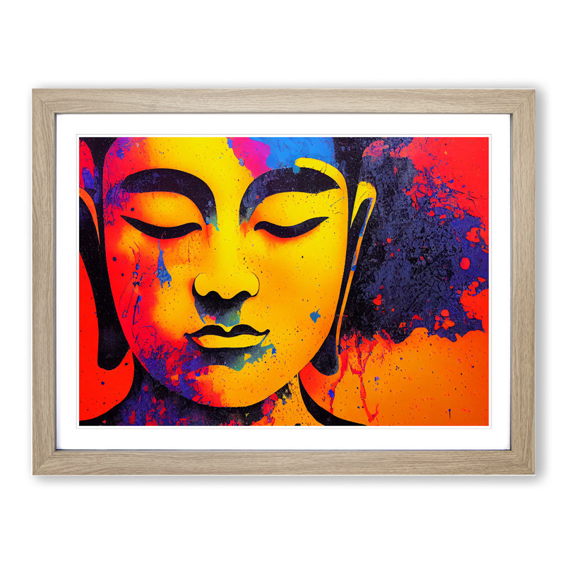 Colourful Buddha Vol.1 Abstract - Framed Print, 46cm H x 64cm W x 2cm D, Oak