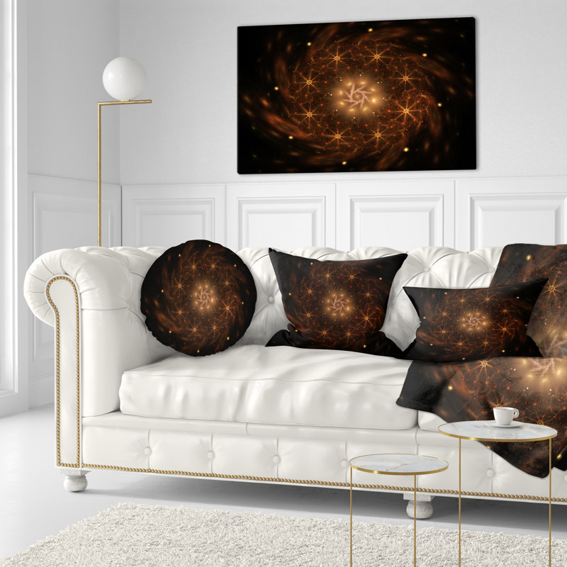 Coussin décoratif grande fleur brune fractale - imprimé floral