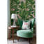 Papier peint tropical avec feuilles de bananier et décoration murale amovible sur fond rose