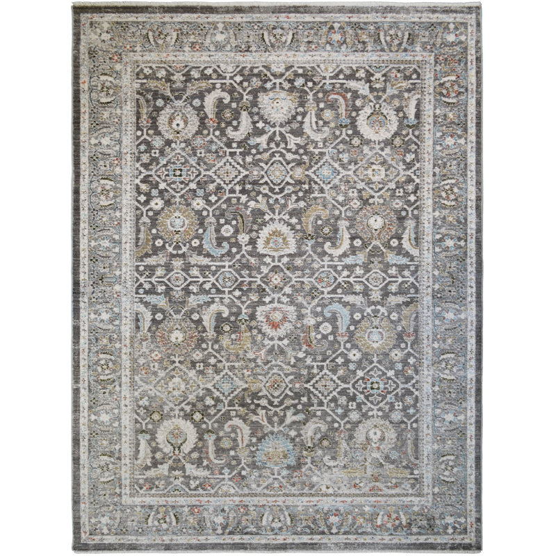 Tapis oriental gris Zech, Rectangle 5 pi 3 po x 7 pi 3 po