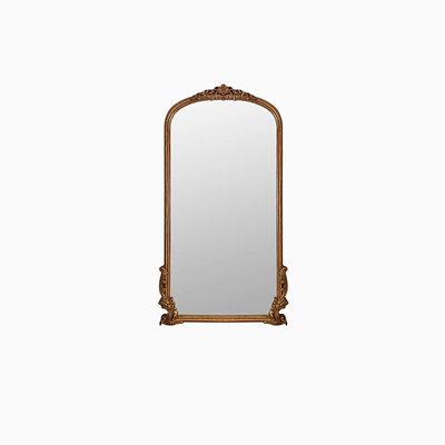 31.5"European-style full-length mirror with carved decoration and floor-standing type