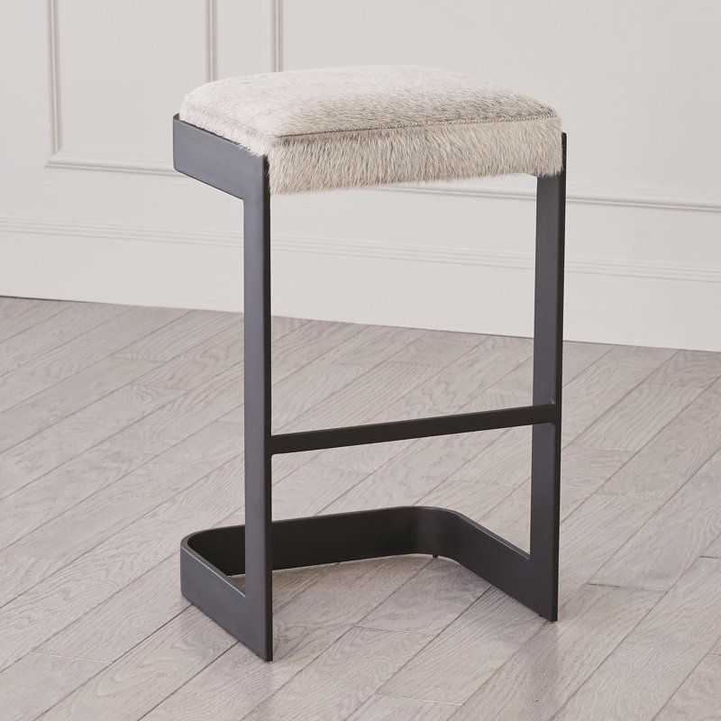 Upholstered Stool with Metal Frame