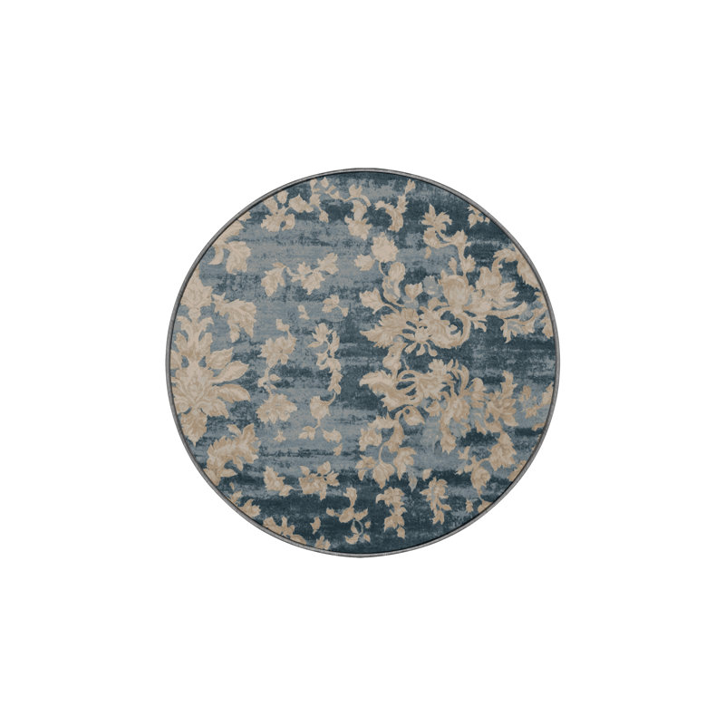 Tapis gris lavable à la machine, Rond 7 pi