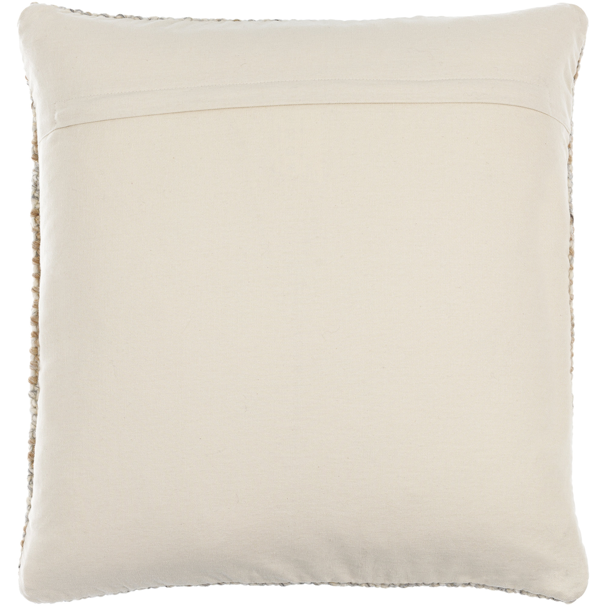 Serephine Striped Wool/Cotton Pillow Cover, 18"H x 18"W, Khaki/Beige, Down