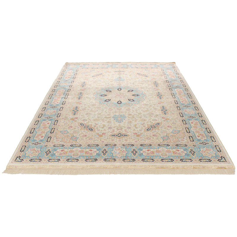 Tapis turc ivoire et bleu 6x9