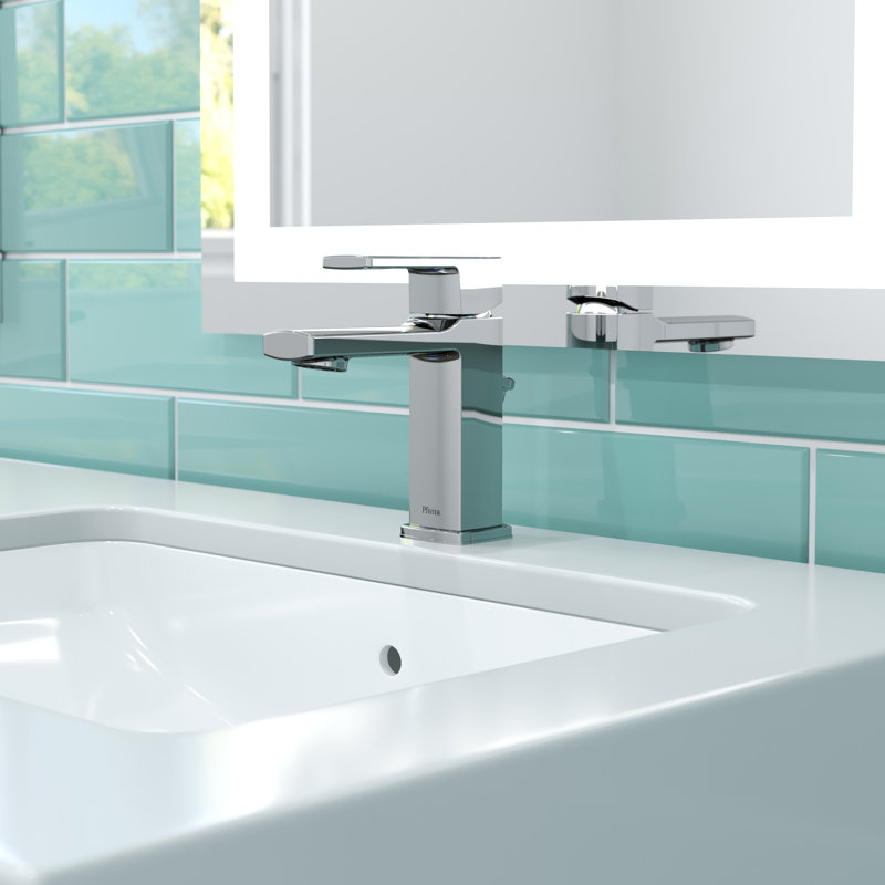 Robinet de salle de bain monotrou avec drain Deckard, Chrome poli