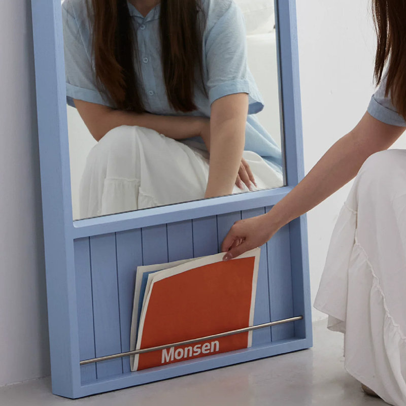 Rectangle Solid Wood+Metal Full Length Mirrors, Blue