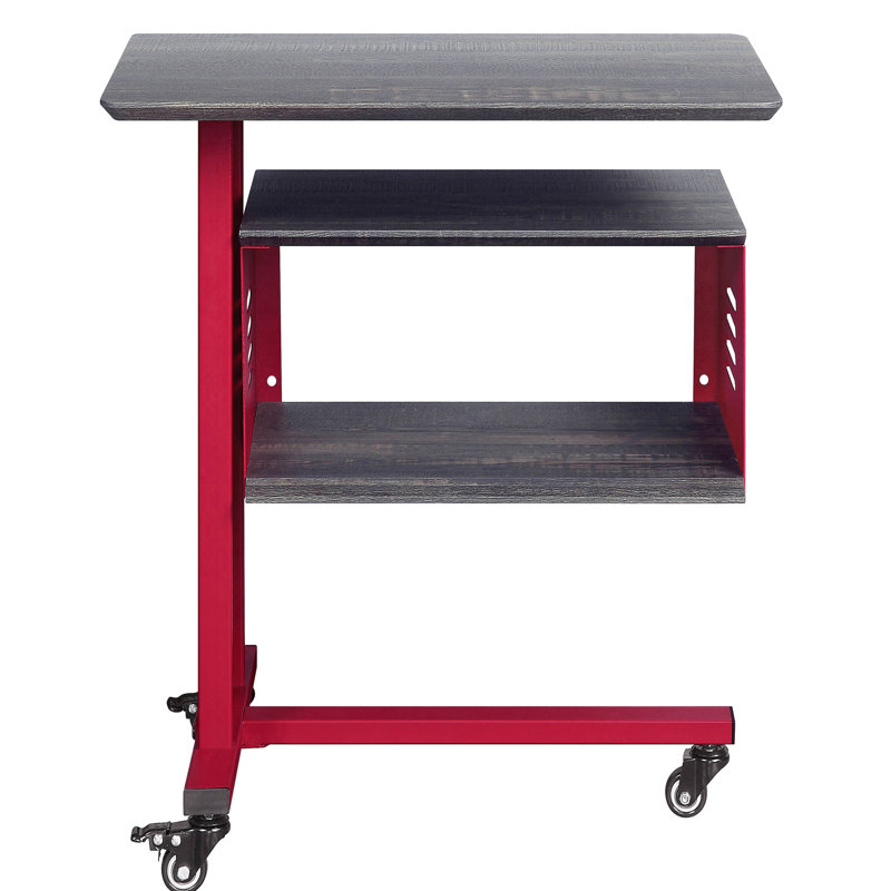 Table d'appoint rouge avec mélange de métal et de bois pour la décoration Design asymétrique moderne