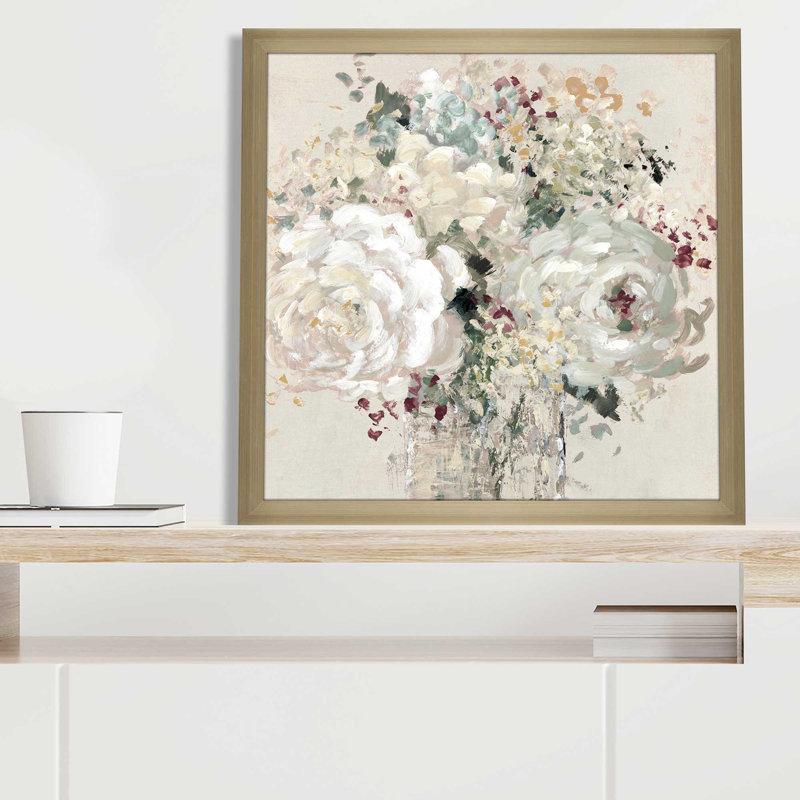 Paix florale - Peinture, L 25,5 po x H 25,5 po, Cadre noir