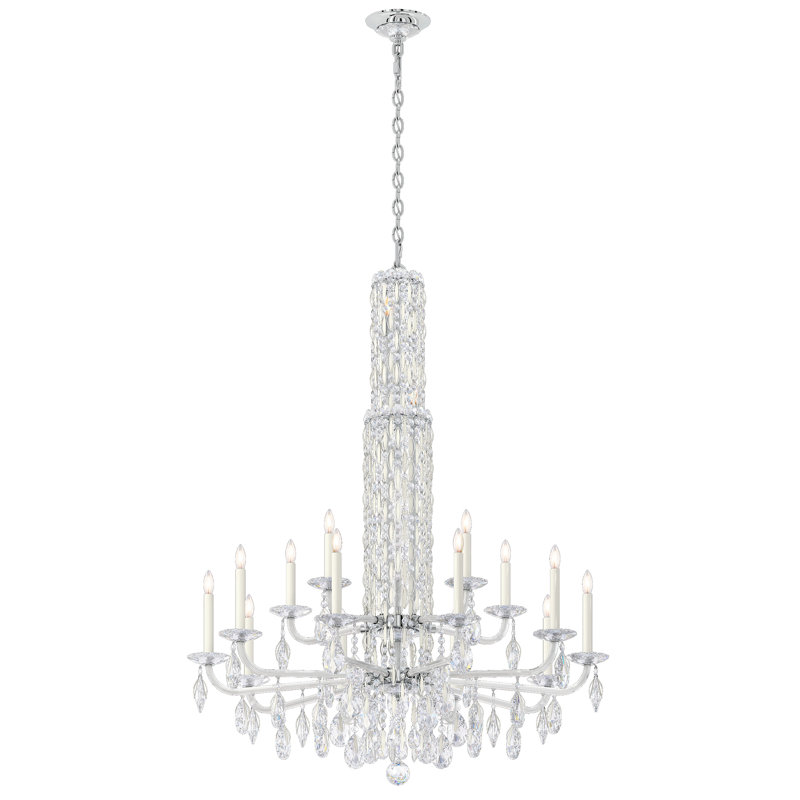 Siena 17 Light 40.5in x 50.5in Two-Tier Chandelier in Black with Clear Radiance Crystals, Czech, White