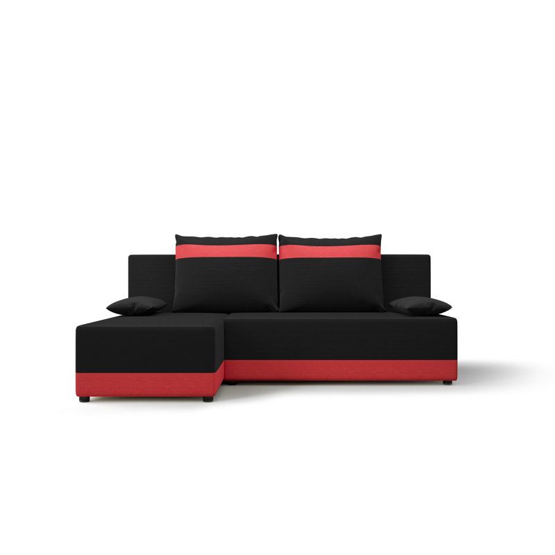 Sophiat 3 Seater Corner Sofa , Black/Red - Rainbow15/Rainbow22, Left -sided