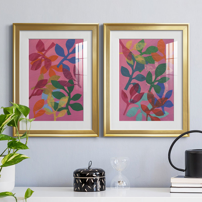 «Vivid Stems III», reproduction encadrée de qualité supérieure - prête à être accrochée, H 30,5 po x l 45 po x P 1 po, Or