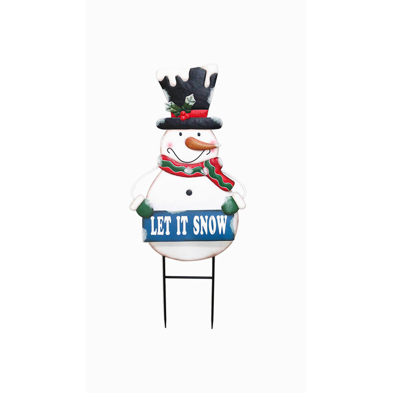 Chapeau haut de forme «Let It Snow» The Snow Aisle® Christmas Snowman, écharpe rouge / verte