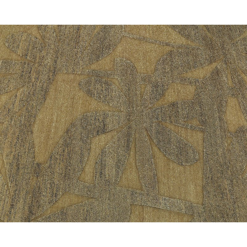 Paradise Floral Area Rug in Gold/Taupe, Rectangle 6' x 9'