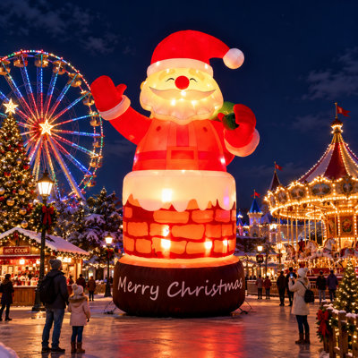 Lumière DEL - Père Noël gonflable géant de 33 pi pour Noël - avec (ventilateur de 1 100 W) (Oxford de qualité commerciale), grande cheminée de Noël gonflable pour fête de Noël, pelouse de jardin, décoration de vacances en plein air