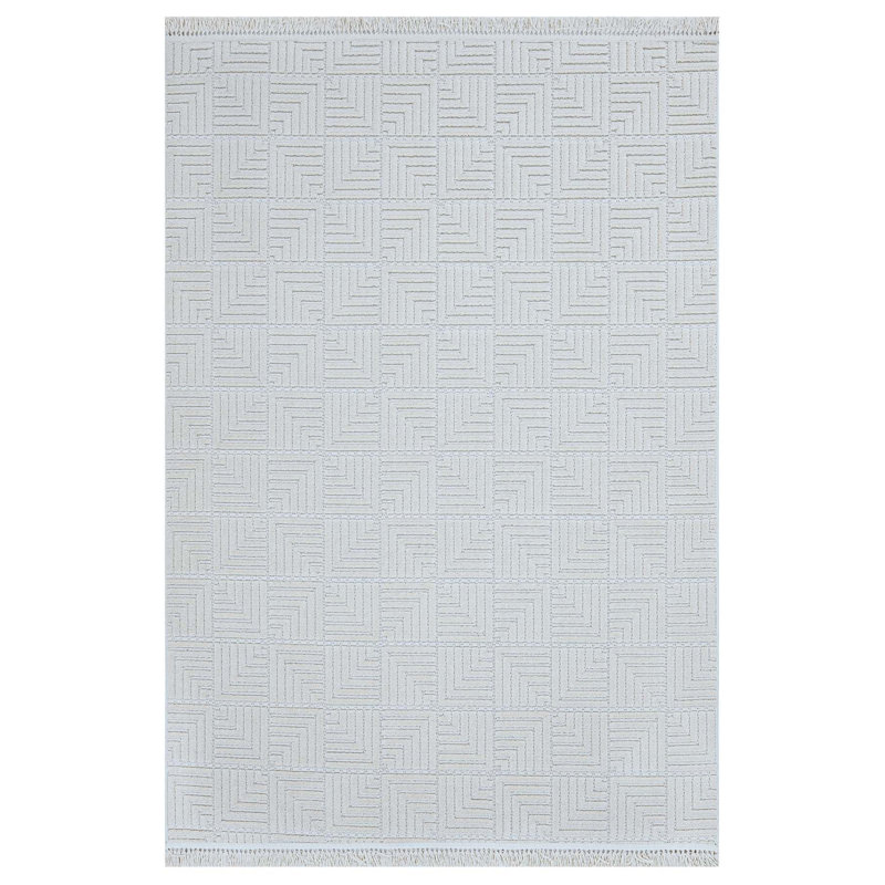 Rothe Beige Non-Slip Based Bohemian Decorative Soft Carpet, Rectangle 6 pi 7 po x 8 pi 11 po