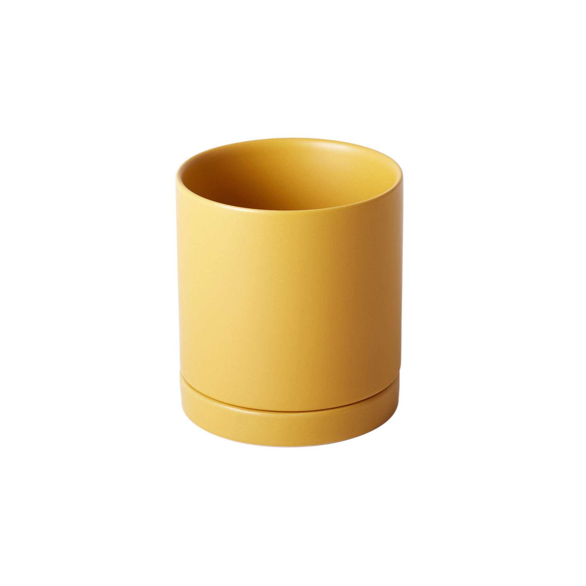 Carlotta Ceramic Pot Planter, Ochre, 4.75" H x 4.25" W x 4.25" D