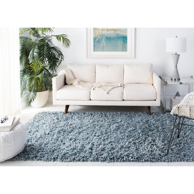 Hucksley Sheep Shag Hand Woven Performance Solid Color Rug, Rectangle 4' x 6'