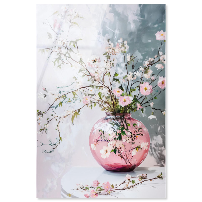 «Pink Glass Vase I», impression acrylique par Art Remedy, H 30 po x l 20 po