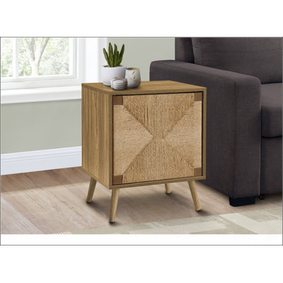 Table d'appoint, bout, rangement, petit, côté, salon, lampe, stratifié noyer clair, ruppie maritime, moderne