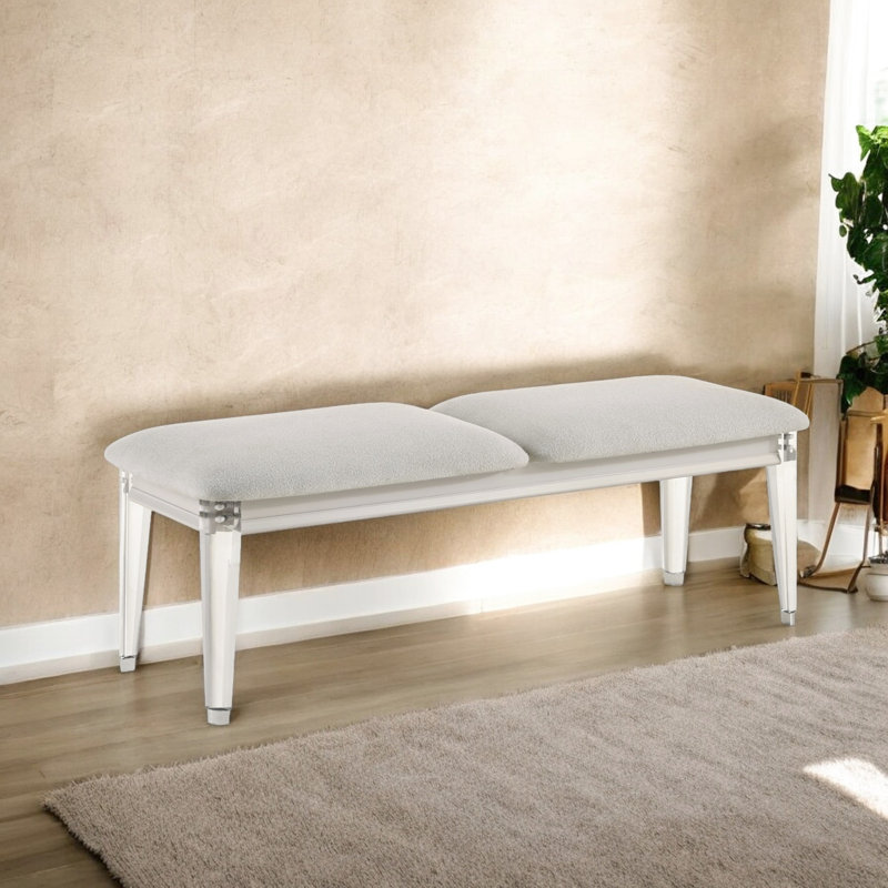 Comfortable Gray Bench - Foam Cushioning 7" Package Height 220Lbs Weight Capacity Boucle Crafted From Particle Board 32Lb